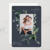 植物性の葉の緑のフォトフレーム日付を保存 (正面/裏面)