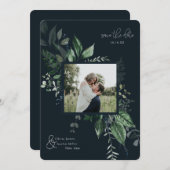 植物性の葉の緑のフォトフレーム日付を保存 (正面/裏面)