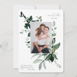 植物性の葉の緑のフォトフレーム日付を保存