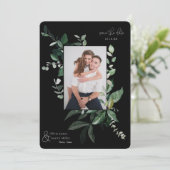 植物性の葉の緑のフォトフレーム日付を保存 (スタンド正面)