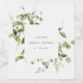 植物性の葉の葉の水の色ブライダルシャワー ワインラベル (シングルラベル)