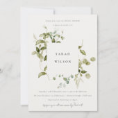 植物性の葉の葉の水の色ブライダルシャワー 招待状 (正面)
