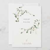 植物性の葉の葉の水の色ブライダルシャワー 招待状 (裏面)
