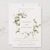 植物性の葉の葉の水色カップルのシャワー 招待状 (正面)
