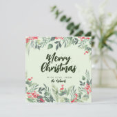 植物性の葉をテーマにしたクリスマスディナーパーティー シーズンカード (スタンド正面)