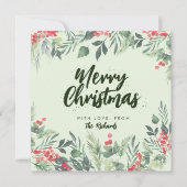 植物性の葉をテーマにしたクリスマスディナーパーティー シーズンカード (正面)