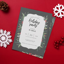 植物性の葉をテーマにしたクリスマスディナーパーティー 招待状