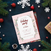 植物性の葉をテーマにしたクリスマスディナーパーティー 招待状