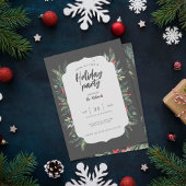 植物性の葉をテーマにしたクリスマスディナーパーティー 招待状