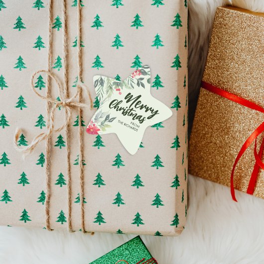 植物性の葉をテーマにしたクリスマスディナーパーティー 星シール