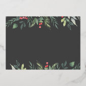 植物性の葉をテーマにしたクリスマスディナーパーティー 箔招待状 (裏面)