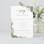 植物性の葉オリーブ結婚グリーン 出欠カード (スタンド正面)