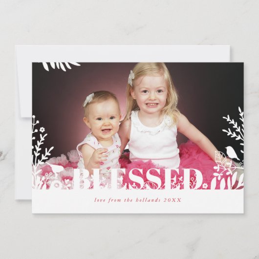 植物性の葉クリスマスの手描き離れのバドリ シーズンカード (正面)