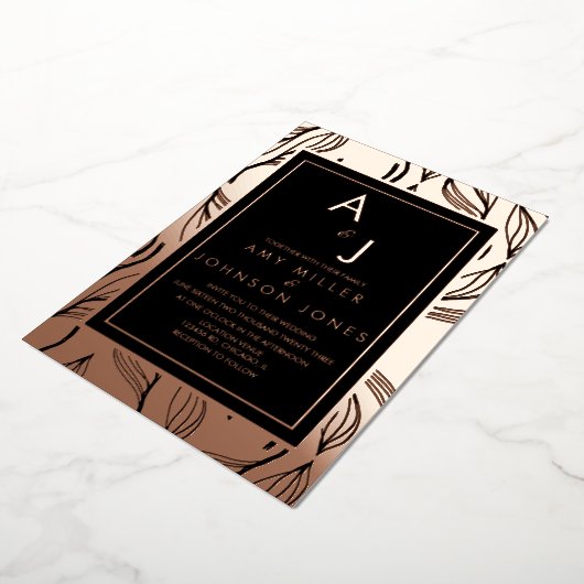 植物性の葉縁どの押し付け 箔招待状 (回転した状態)