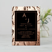 植物性の葉縁どの押し付け 箔招待状 (立ち正面)