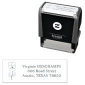 植物性の野生のパンジーのラインアートフラワー セルフインキングスタンプ (インサイチュ)