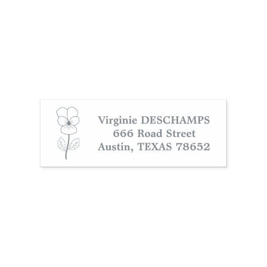 植物性の野生のパンジーのラインアートフラワー セルフインキングスタンプ (デザイン)