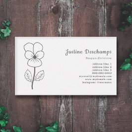 植物性の野生のパンジーのラインアートフラワー 名刺