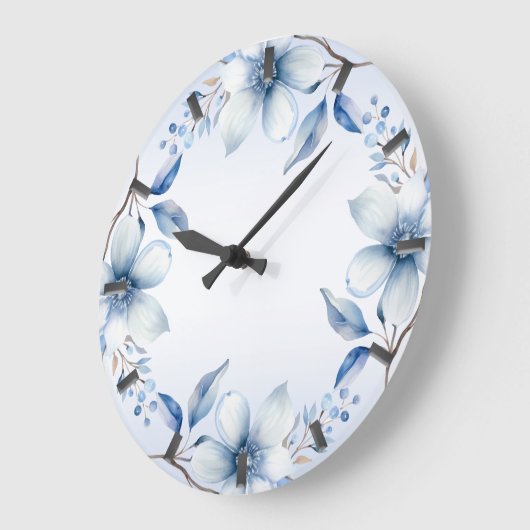 植物性の青い花の壁時計 ラージ壁時計 (傾斜)