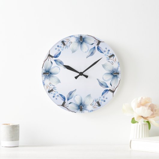 植物性の青い花の壁時計 ラージ壁時計 (ホーム)