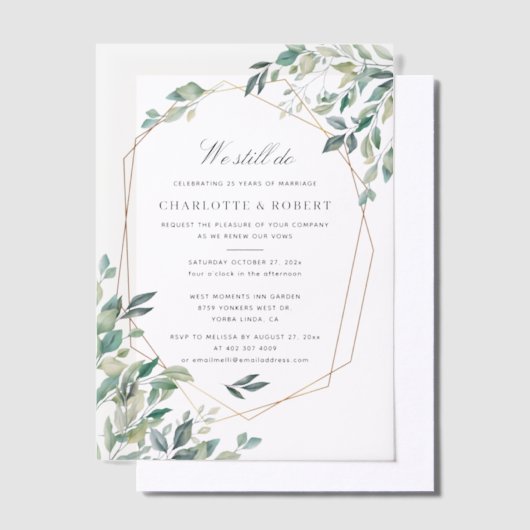 植物性の願いを書き換えるユーカリ結婚プタス ベラム紙招待状 (オフセット)