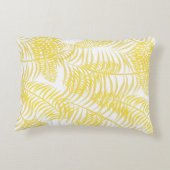 植物性の黄色と白のヤシのパターン(の模様が)ある葉 アクセントクッション (裏面)