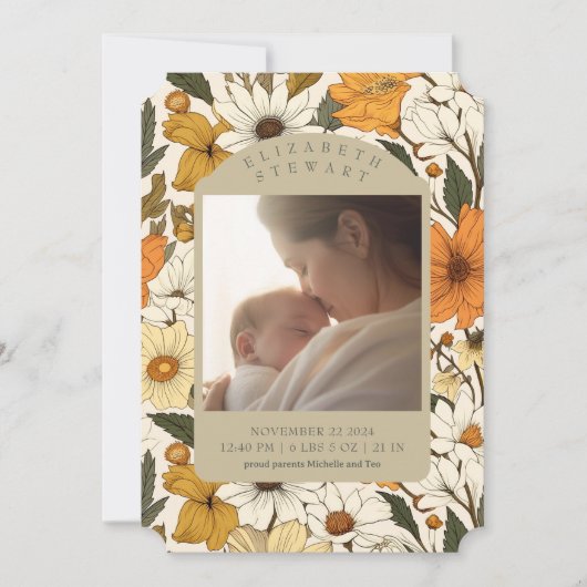 植物性はっきりした秋2写真誕生のお知らせ 招待状 (正面)