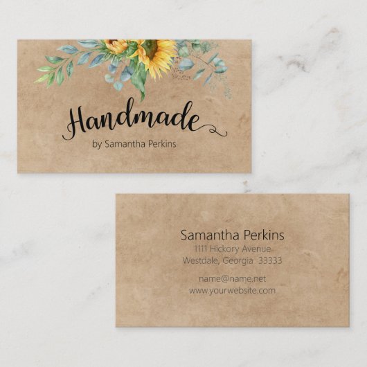 植物性ひまわり書道素朴手作 名刺 (正面/裏面)