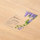 植物性ぶら下がった紫藤結婚の アクリル招待状 (レイダウン)