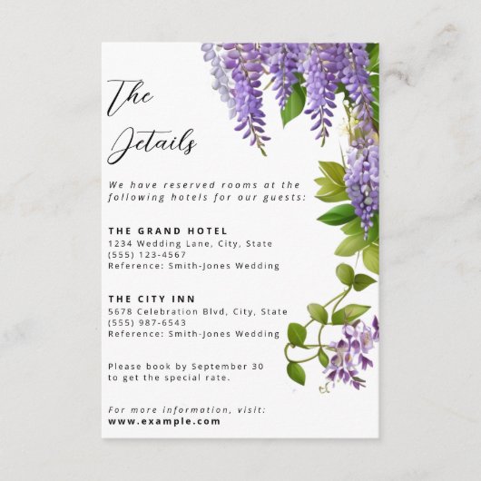 植物性ぶら下がった紫藤結婚の エンクロージャーカード (正面)