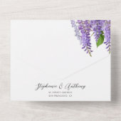 植物性ぶら下がった紫藤結婚の オールインワン招待状 (裏面)