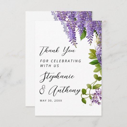 植物性ぶら下がった紫藤結婚の サンキューカード (正面/裏面)