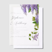 植物性ぶら下がった紫藤結婚の ベラム紙招待状 (オフセット)