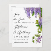 植物性ぶら下がった紫藤結婚の 案内ポストカード (正面/裏面)