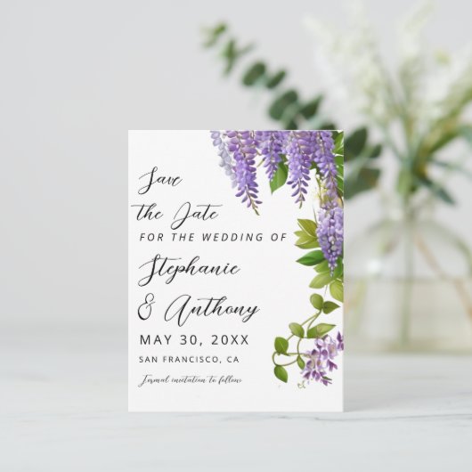 植物性ぶら下がった紫藤結婚の 案内ポストカード (スタンド正面)