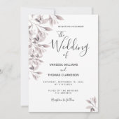 植物性ほこりっぽいバラの葉の結婚スクリプト 招待状 (正面)