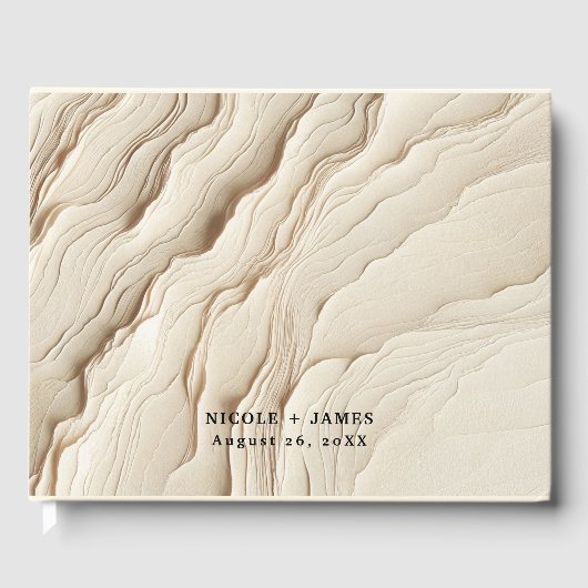 植物性アイボリークリームボヘミアンテクスチャ結婚ズ ゲストブック (正面)