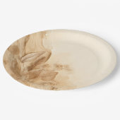 植物性アイボリークリームボヘミアンテクスチャ結婚ズ ペーパープレート (アングル)