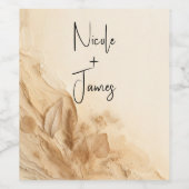 植物性アイボリークリームボヘミアンテクスチャ結婚ズ ワインラベル (シングルラベル)