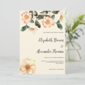 植物性アイボリーピンクコーラルグリーン結婚フローラ 招待状 (スタンド正面)