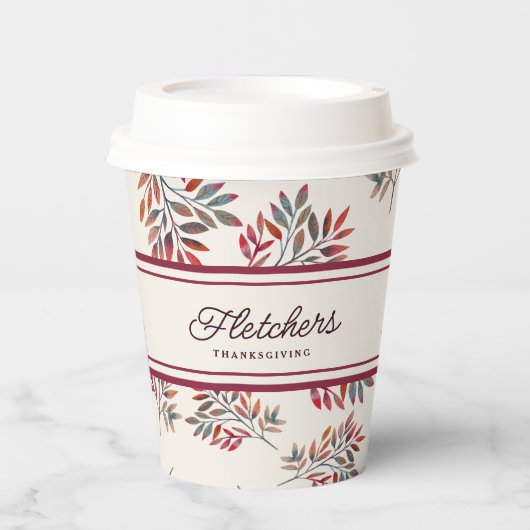 植物性アイボリー紫紅葉カスタマイズ 紙コップ (正面)