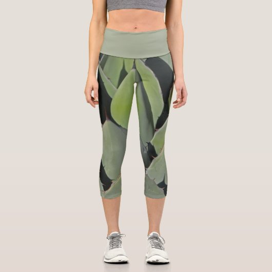 植物性アガベ葉写真砂漠の植物 カプリレギンス (正面)