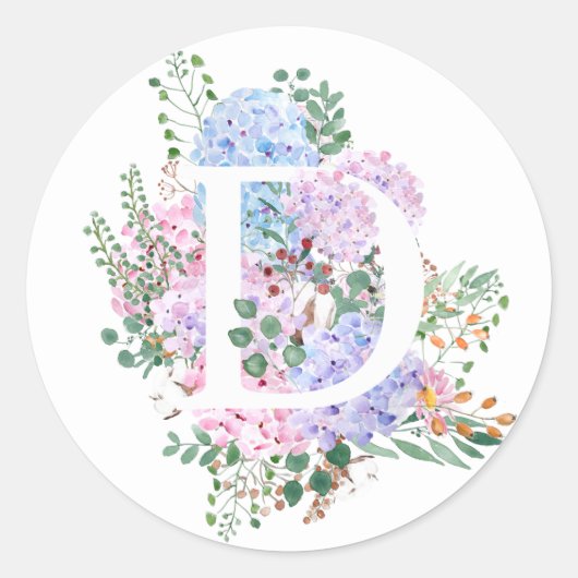 植物性アルファベット紫陽花 ラウンドシール (正面)