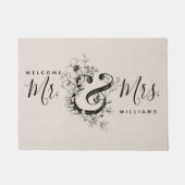 植物性アンパサンド新婚のミスターミセス・リネンの名前 ドアマット (正面)