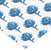 植物性アーティチョークプリント、インディゴブルーとホワイト ショートテーブルランナー (コーナー)