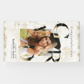 植物性アールデコアイボリーアーチ写真卒業 横断幕 (横)