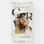 植物性アールデコアイボリーアーチ写真卒業 横断幕 (縦)