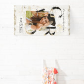 植物性アールデコアイボリーアーチ写真卒業 横断幕 (インサイチュ)