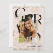 植物性アールデコピンクアーチ写真卒業 招待状 (正面)