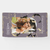 植物性アールデコ紫色のアーチ写真卒業 横断幕 (横)